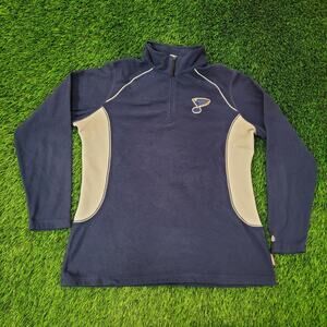 Vintage Y2K St-Louise Blues Track Jacket Womens Large 22x26 Blue Fleece